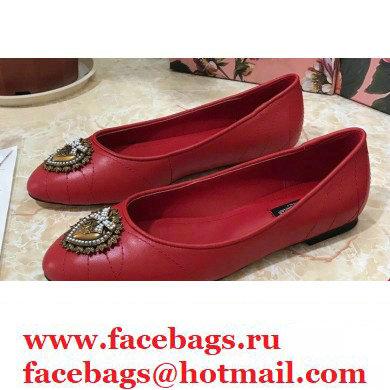 Dolce & Gabbana Leather Devotion Flats Slippers Red 2021 - Click Image to Close